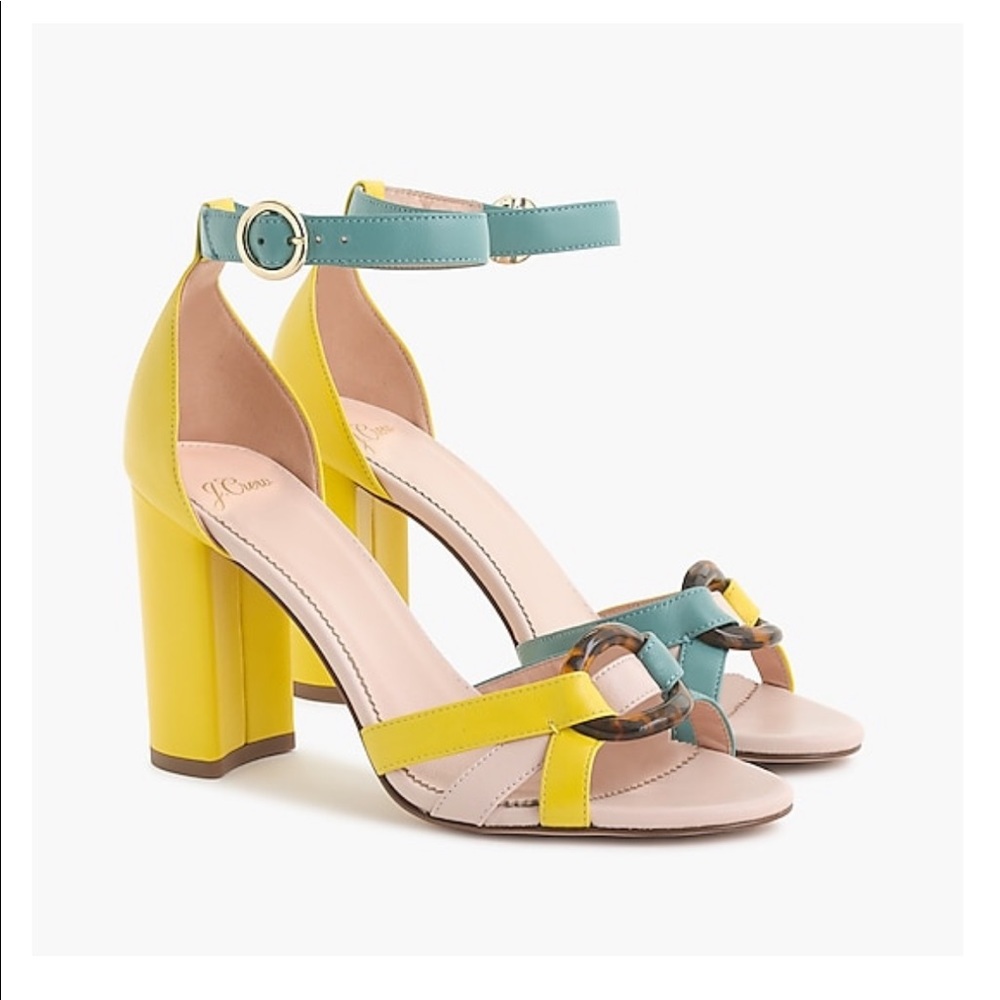 Leather Block Heels with tortoise buckle